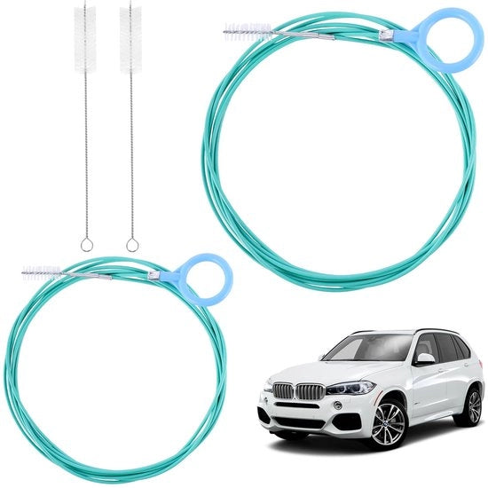 Set di spazzole per drenaggio 2 in 1, 300 cm e 500 cm spazzola per tubi, spazzola per pulizia di tegoli, spazzola per rimuovere ostruzioni di drenaggio, spazzola per drenaggio flessibile, lunga spazzola per pulizia di parabrezza.