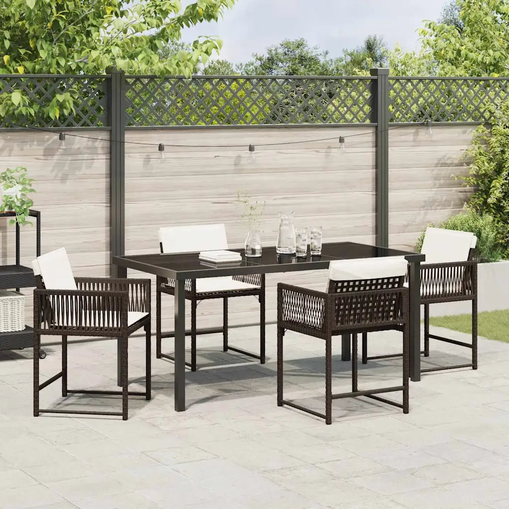 Set da Pranzo per Giardino 5 pz | Set Salotto da Giardino Marrone polyrattan