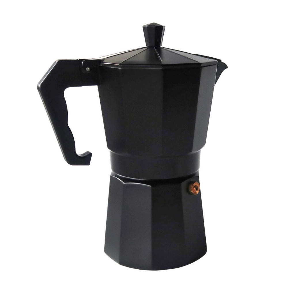 Caffettiera moka 6 tazze in alluminio nero per induzione gas e vetroceramica, manico ergonomico per espresso - Sogo