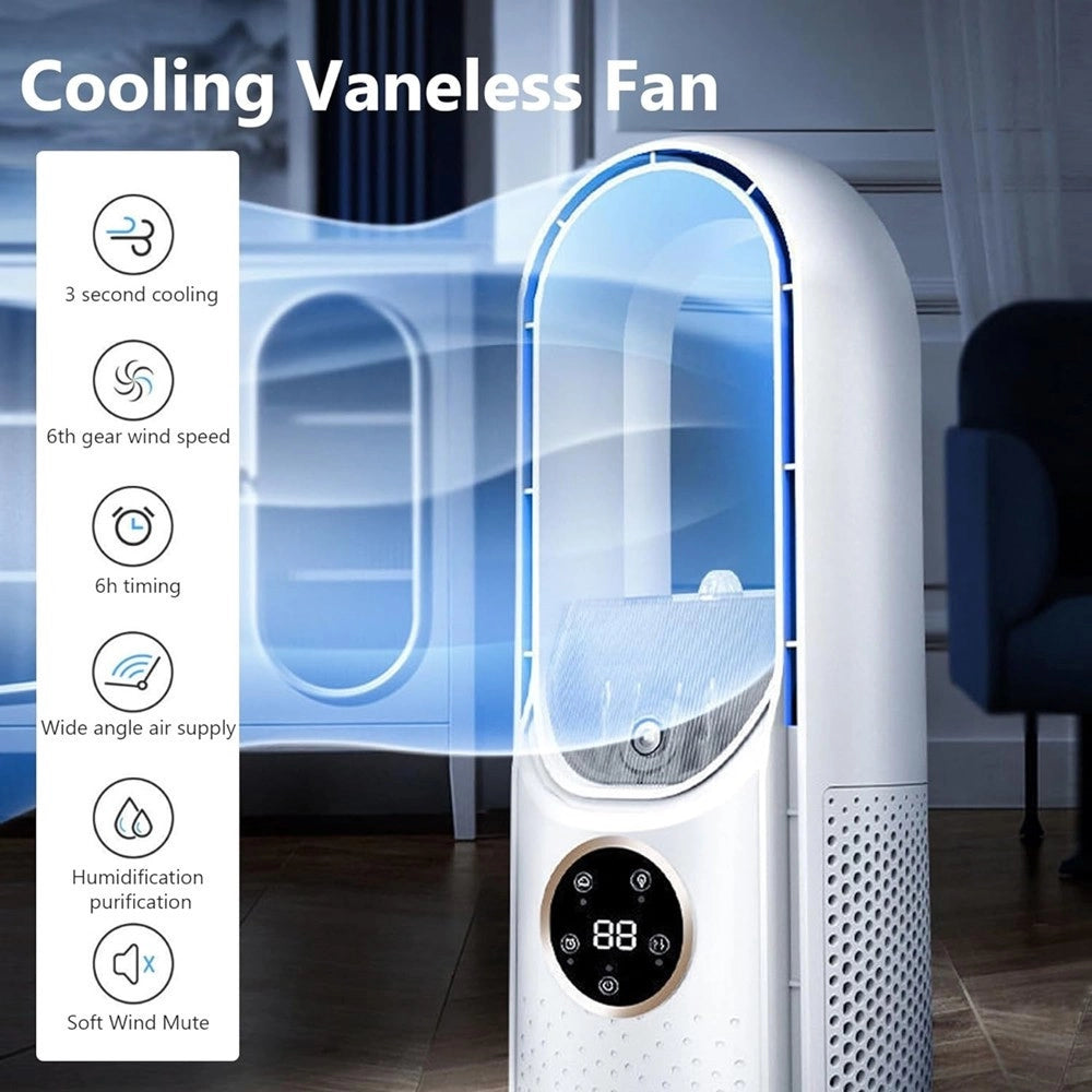 Trade Shop - Ventilatore Tavolo Umidificazione Usb Portatile Multifunzionale 6 Velocità Bianco -
