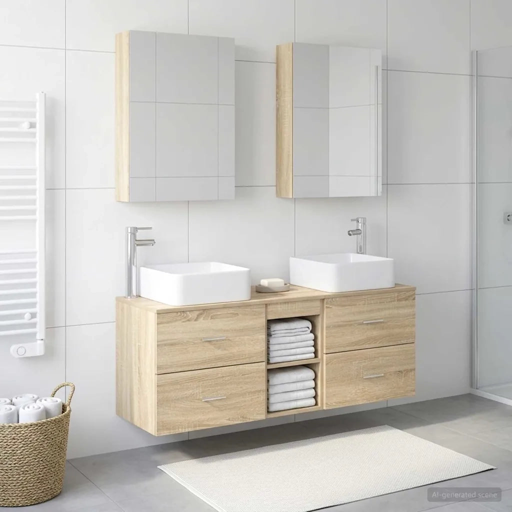 Set di mobili per il bagno 5 pcs Rovere Sonoma 3406753