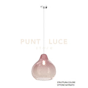 SOSPENSIONE OTTONE SATINATO 1 LUCE VETRO GRANDE RUBINO 1191OS-SG-RU