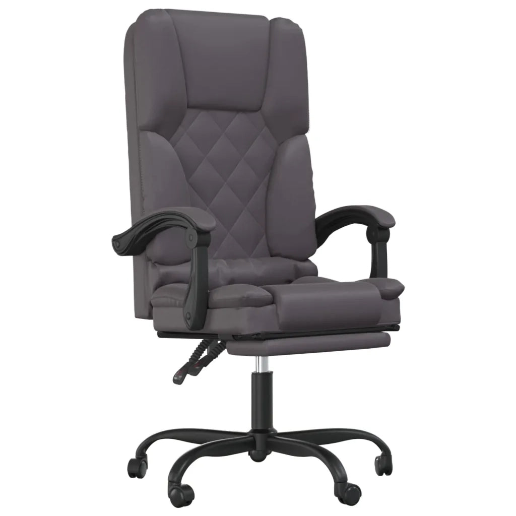 Poltrona da Ufficio Massaggiante | Sedia Relax Reclinabile Grigio Similpelle