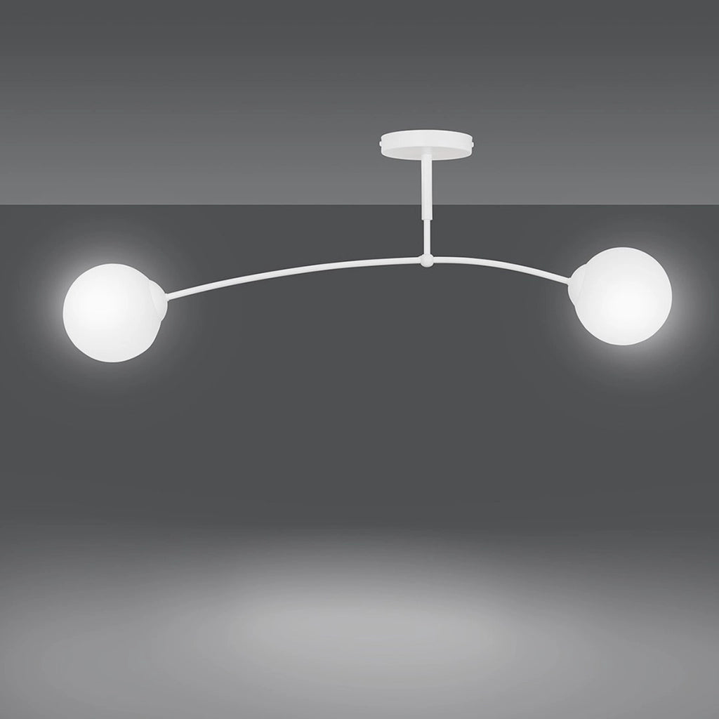Lampada a sospensione PREGOS in acciaio bianco e vetro
