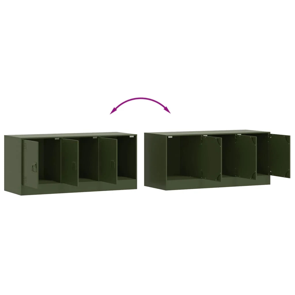 Mobile TV multimediale mensola TV credenza TV sala da pranzo soggiorno camera da letto verde oliva 99 x 39 x 44 cm acciaio verde 02_0028274