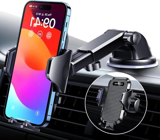 Supporto Telefono per Auto [Certificato Militare] Montaggio per Paraurti Ventilato Nero - Adatto per iPhone 14 Pro Max 13 12 Samsung