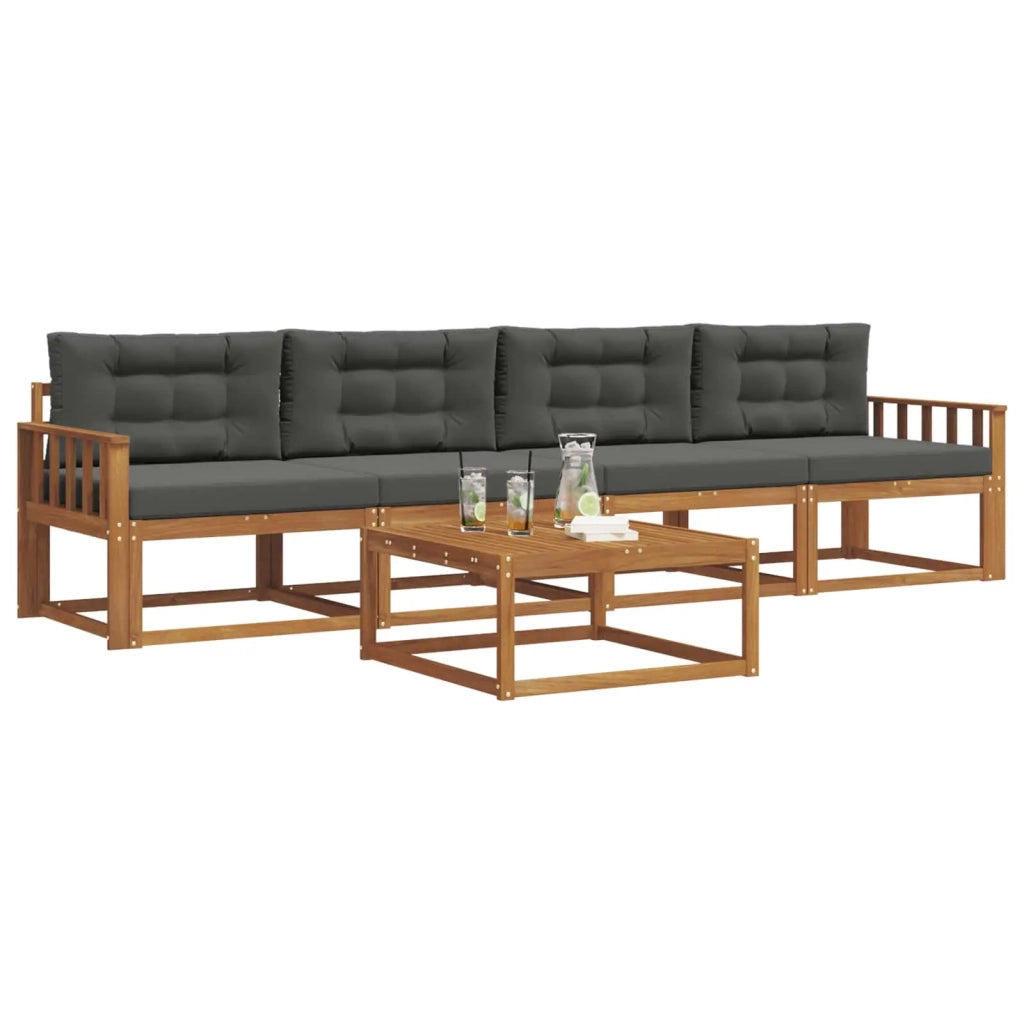 Set di divani da esterno con cuscino 5 pcs Naturale e Antracite 3367155