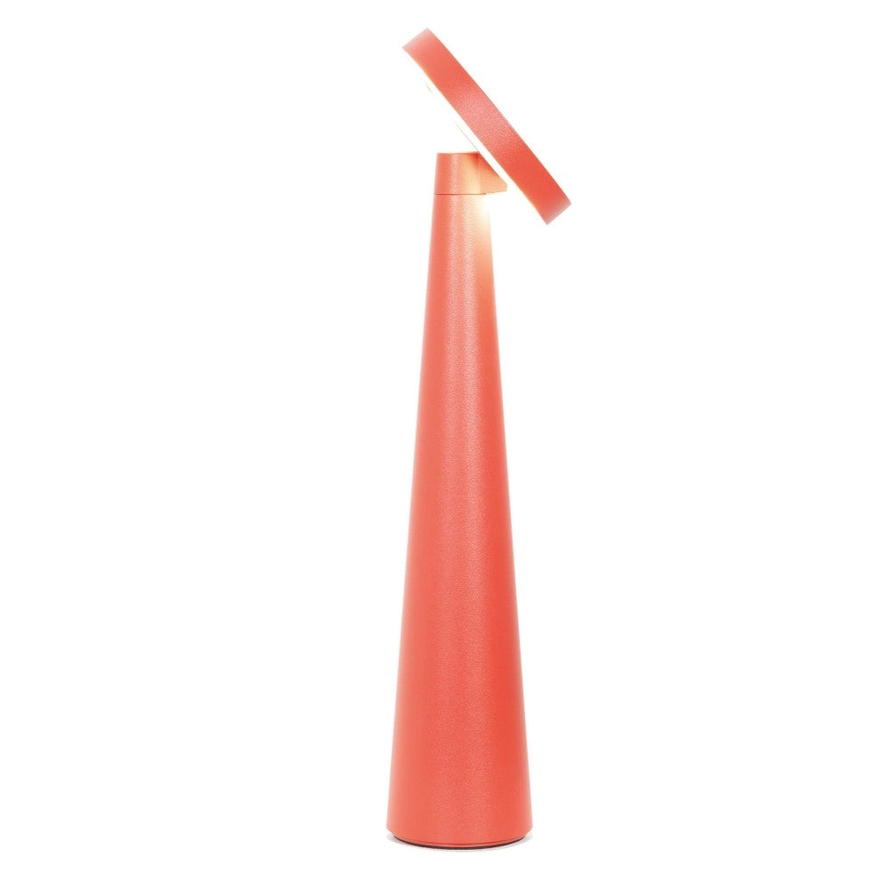 Zafferano Lampada da Tavolo Ricaricabile Angelina - Senza Fili, Testa Orientabile, Controllo Touch, Design Moderno per Interni - Colore Rosso