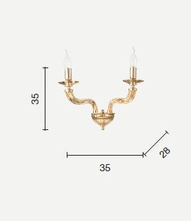 APPLIQUE VILLA 2 LUCI AMBRA E ORO  ATTACCO E14