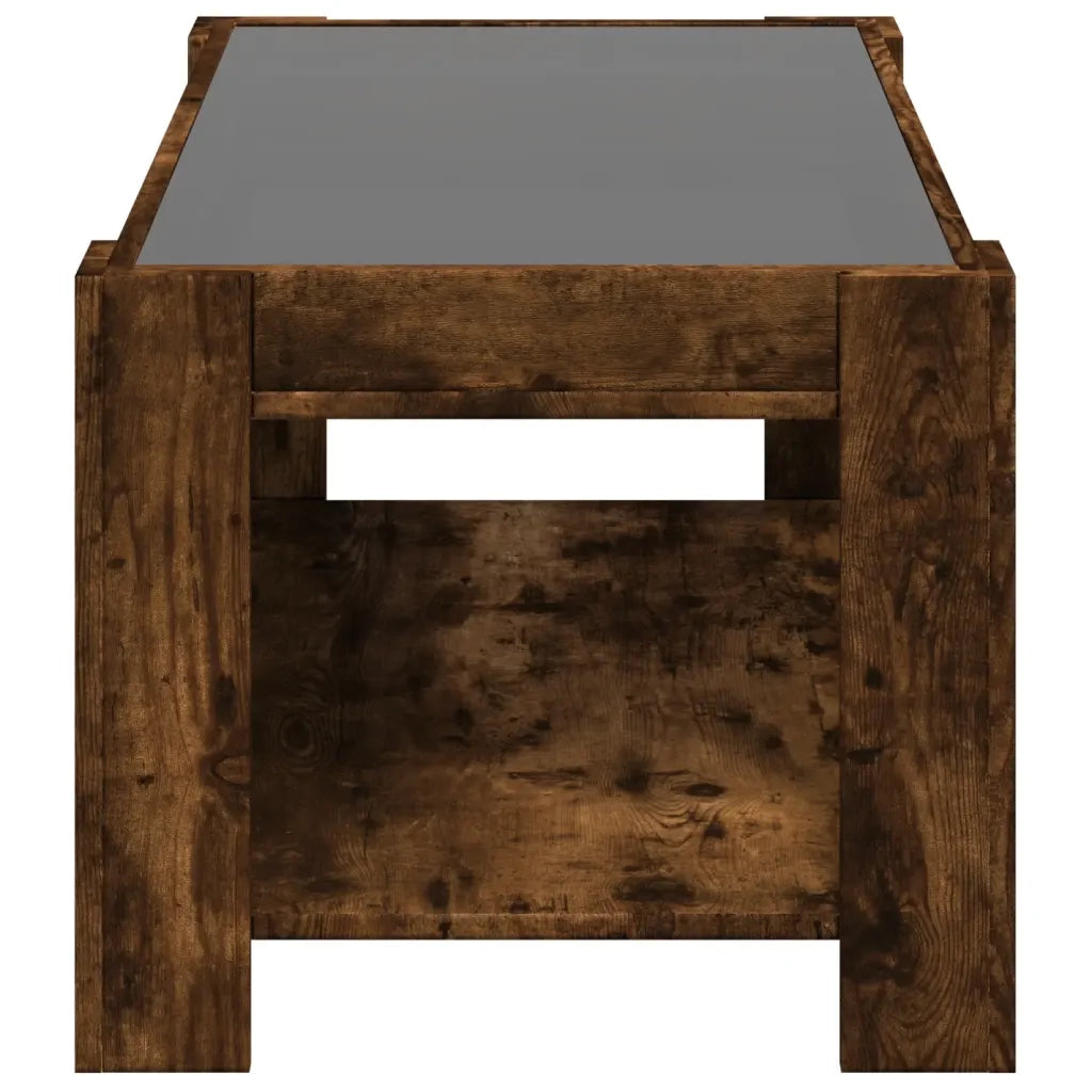 Tavolino salotto | Tavolino da caff¨¨ | Tavolino da Soggiorno con LED Rovere Fumo 93x53x45 cm Multistrato
