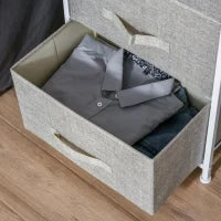 Comò Moderno con 3 Cassetti in Tessuto, Telaio in Acciaio e Truciolato, 45 x 30 x 71 cm, Grigio