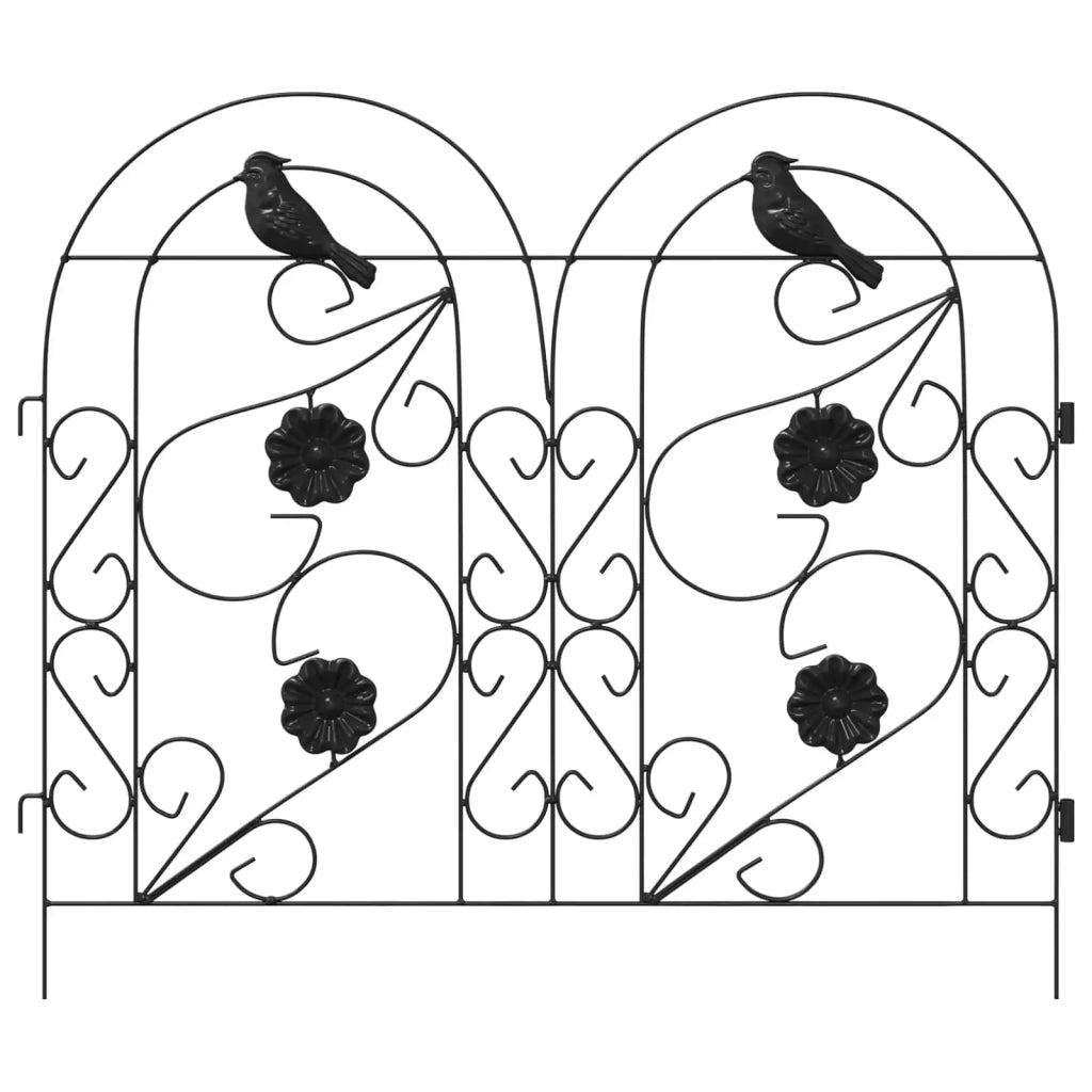 Recinzione per Giardino 5 pcs Nero Acciaio