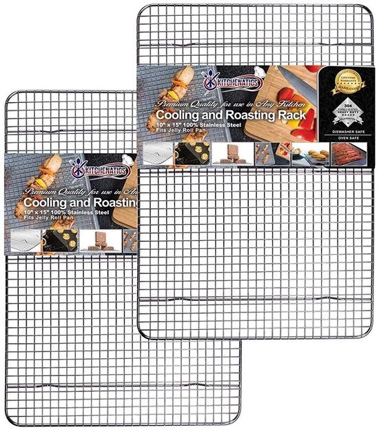 Griglia e raffreddatore in acciaio inossidabile per teglie da biscotti e torte, adatto per la cottura, il fumo, la grigliata e il raffreddamento - resistente alla ruggine e al forno (25,4 cm x 38,1 cm) 2-pack