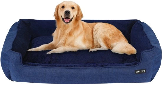 Letto per cani, Banca per cani, Cuscino per cani, Cappotto per cani Removibile e Lavabile, Blu Marina, 110 x 86 x 26 cm