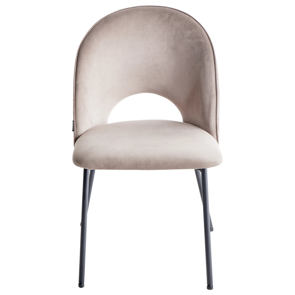 Set di 2 sedie da pranzo rivestimento in velluto tortora gambe nere glamour retrò