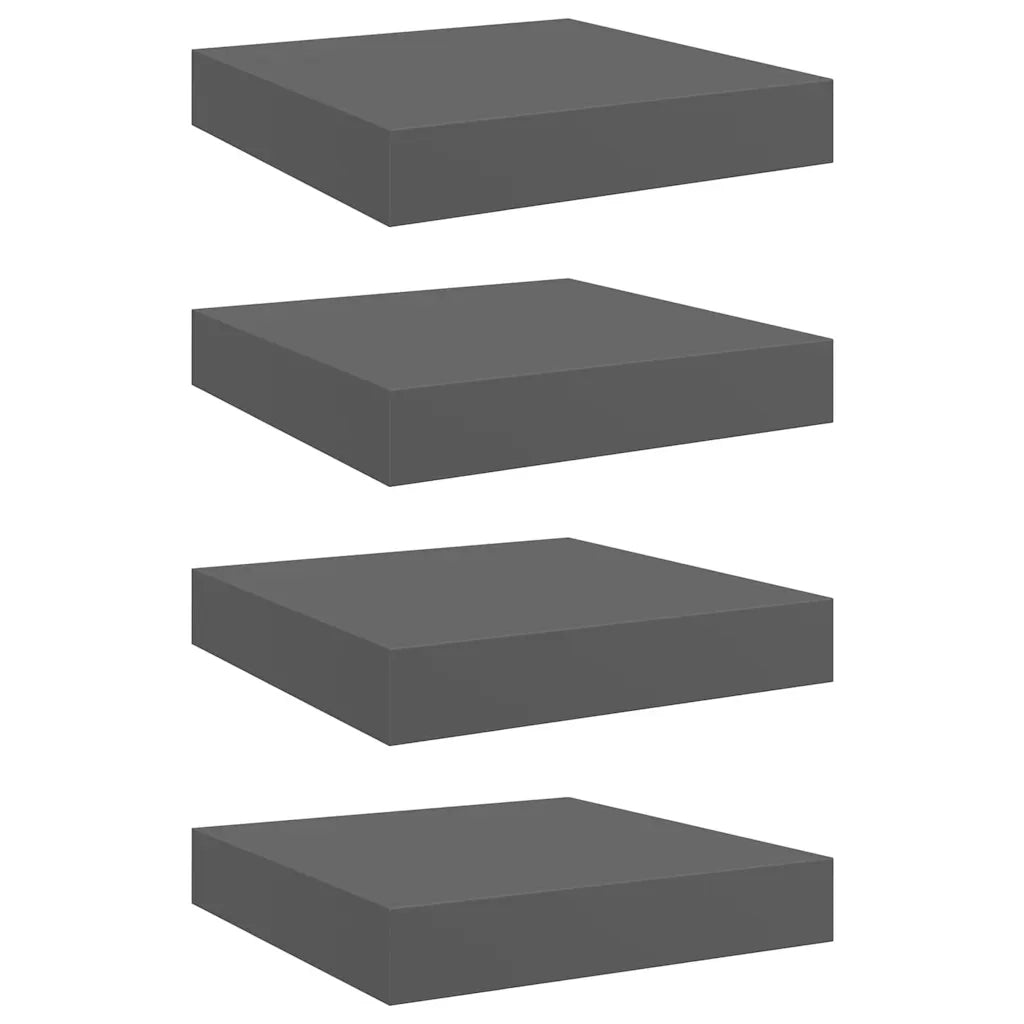 Scaffali a Parete 4 pz Grigio Lucido 23x23,5x3,8 cm in MDF 323783