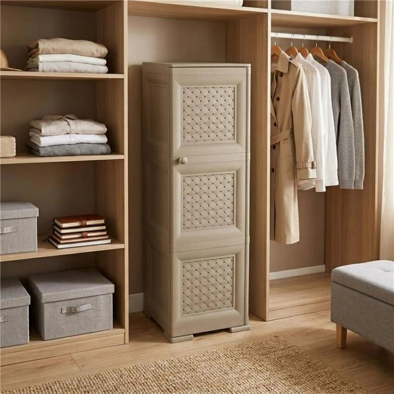 MOBILE 3 MODULI TALPA 40X43X125 CM CON ANTE TRAFORATE – CONTENITORE VERTICALE ORGANIZZAZIONE CASA PER INGRESSO E ZONA GIORNO