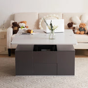 Tavolino da Salotto Multifunzione Sollevabile ¨C MINIMAL ¨C Grigio Scuro/Grigio Chiaro, Legno, Moderno