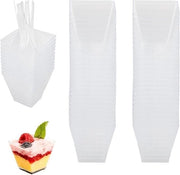 Dessertglazen in plastica da 60 ml - 50 pezzi inclusi cucchiai per spalare - ideali per mousse, pudding, gelato - servizio da dessert per feste e pic nic