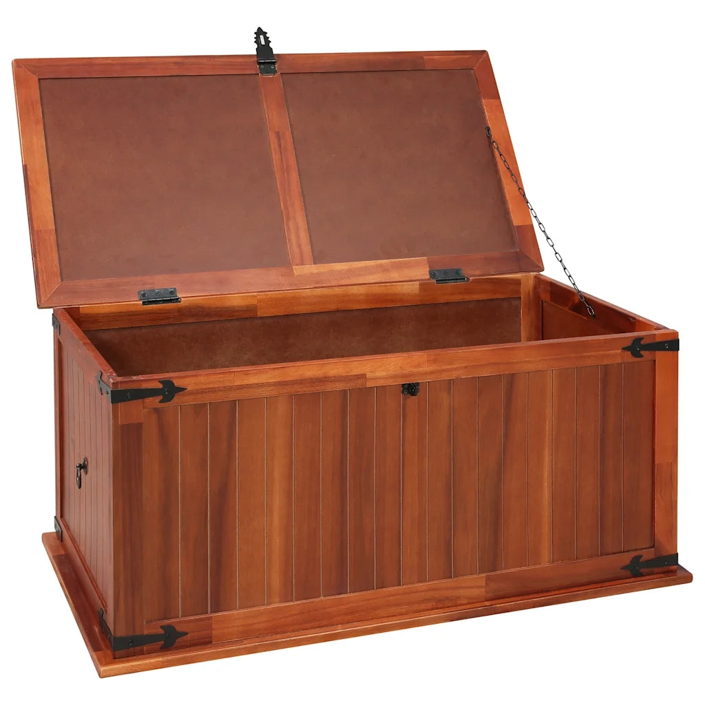 Cassapanca-Panca con Contenitore-Baule 79x34x32 cm in Legno Massello di Acacia