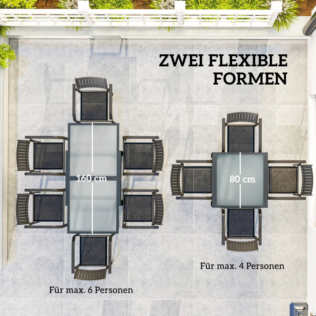 Tavolo da giardino estensibile da esterno Tavolo buffet estesibile impermeabile 160 cm × 80 cm × 75 cm nero