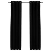 Tende Oscuranti | Tende Blackout Effetto Lino con Occhielli 2 pz 140x225cm Nere