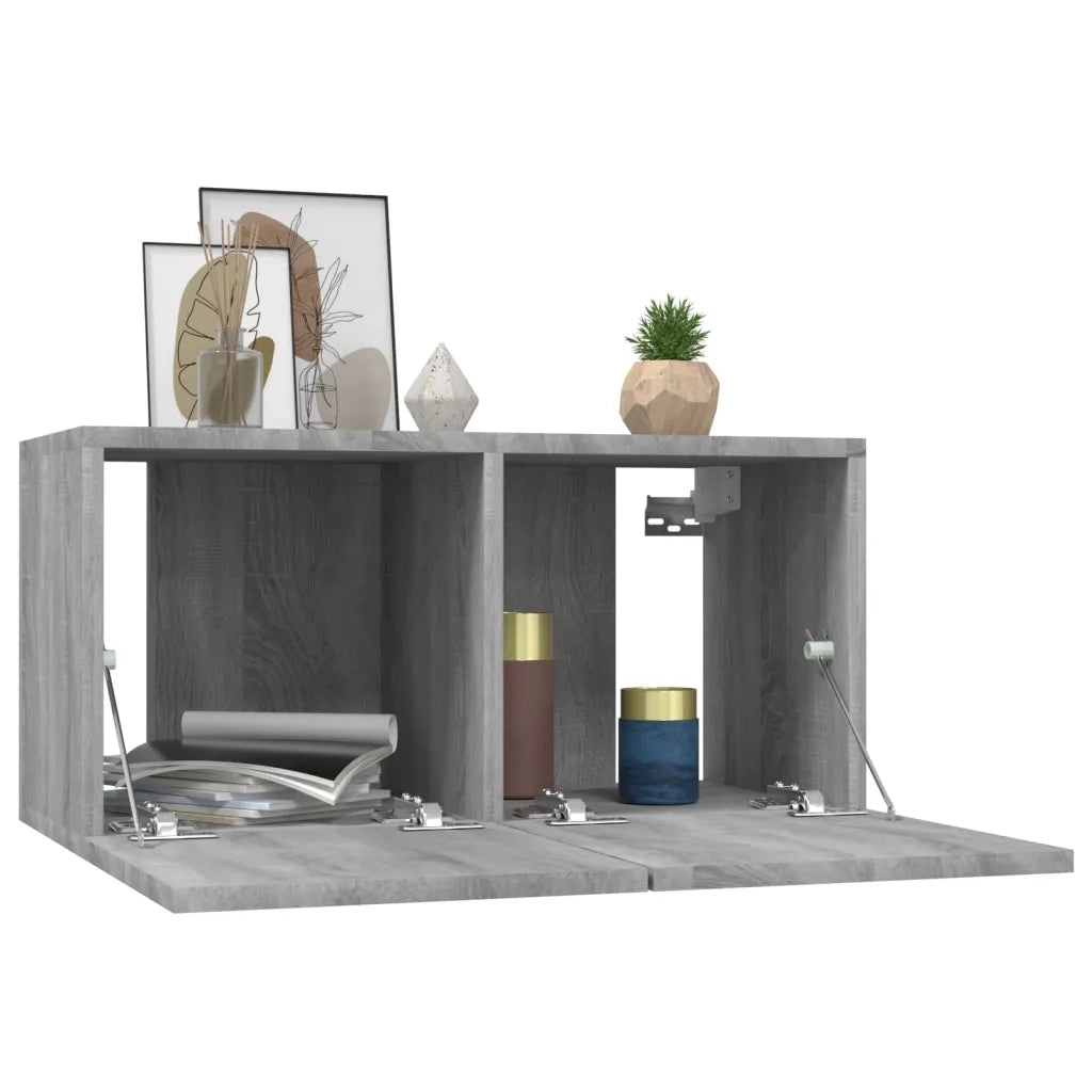 Mobili TV Parete 4pz Grigio Sonoma 60x30x30cm Legno Multistrato