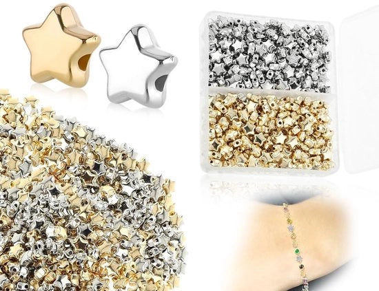 Set di perle sterili 400 pezzi - perle a forma di stella - perle di spaziatura - perle da DIY per gioielli - accessori per collane e bracciali - set di perle per gioielli