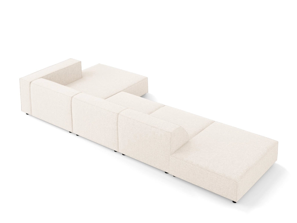 Cosmopolitan Design - Divano angolare destro "Arendal" 5 posti in ciniglia beige chiaro 