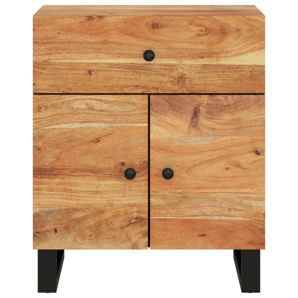 Comodino 50x33x60 cm Legno Massello Acacia e Legno Multistrato cod mxl 30289