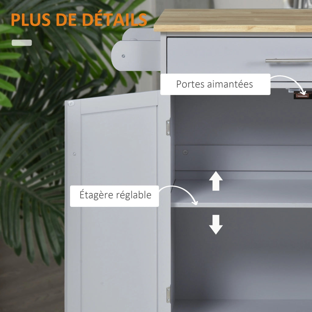 Carrello da cucina con cassetto e porta asciugamani ¨C zephmum ¨C grigio