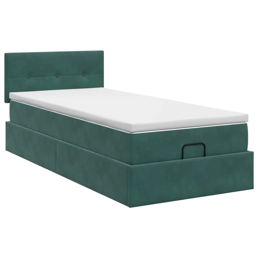 Letto ottomano con materasso Verde Scuro 90 x 200 cm Velluto 3456534