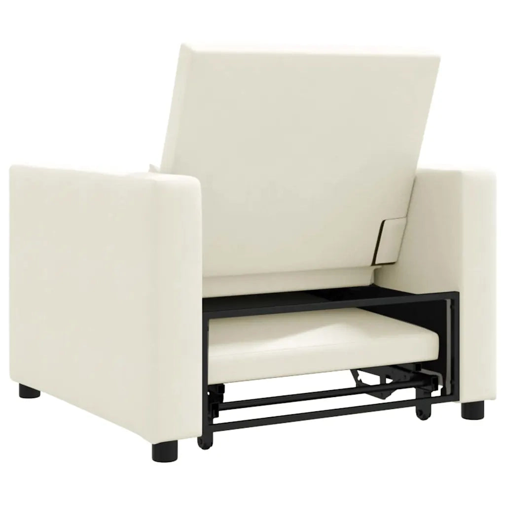 Divano letto estraibile singolo con ruote Crema Velluto 42002705