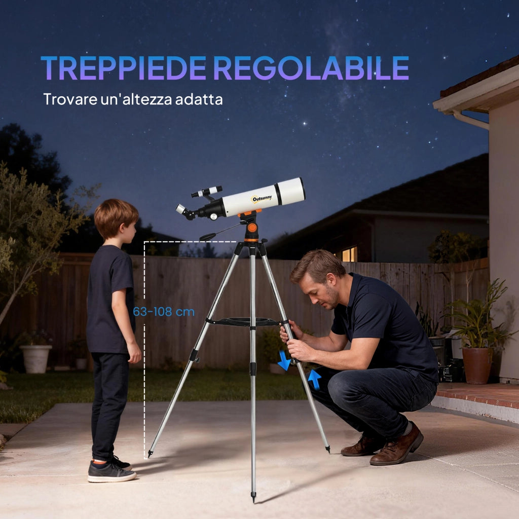 Telescopio Astronomico 80mm ¨C zephmum ¨C Bianco e Nero 92x92x130 cm