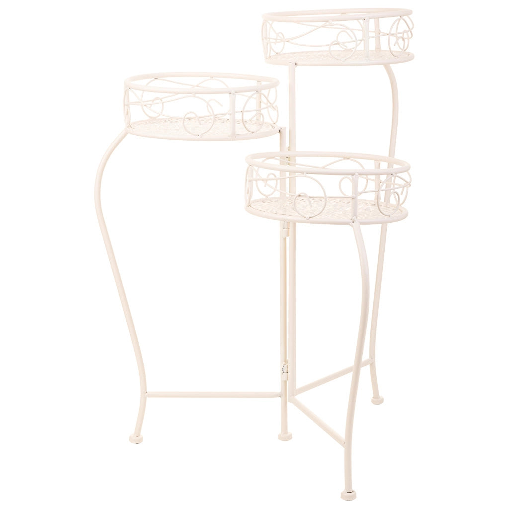 Supporto per 3 pentole in ferro battuto bianco 29x33x65