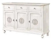 Credenza madia napoletana in legno 3 ante Shabby chic bianco anticato decorata