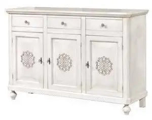 Credenza madia napoletana in legno 3 ante Shabby chic bianco anticato decorata