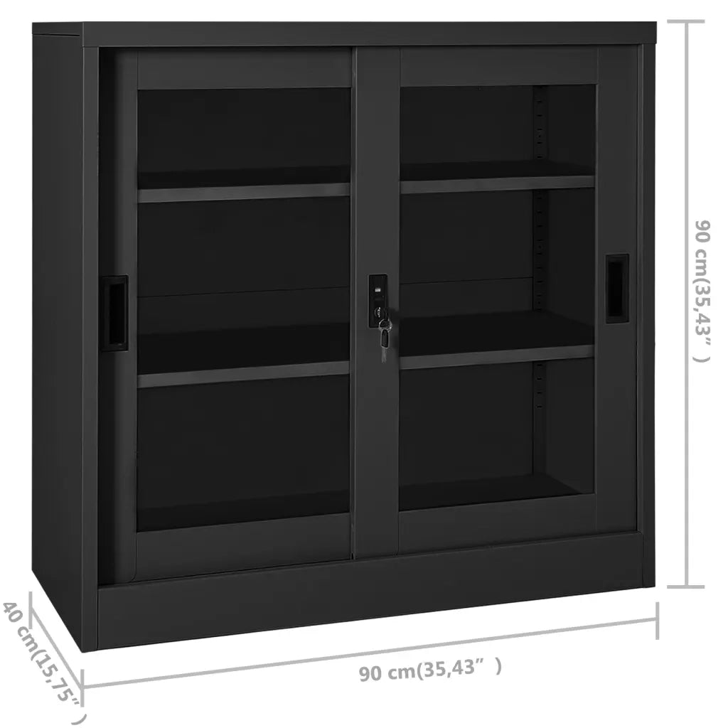 Armadio con Ante Scorrevoli Antracite 90x40x90 cm in Acciaio 335957