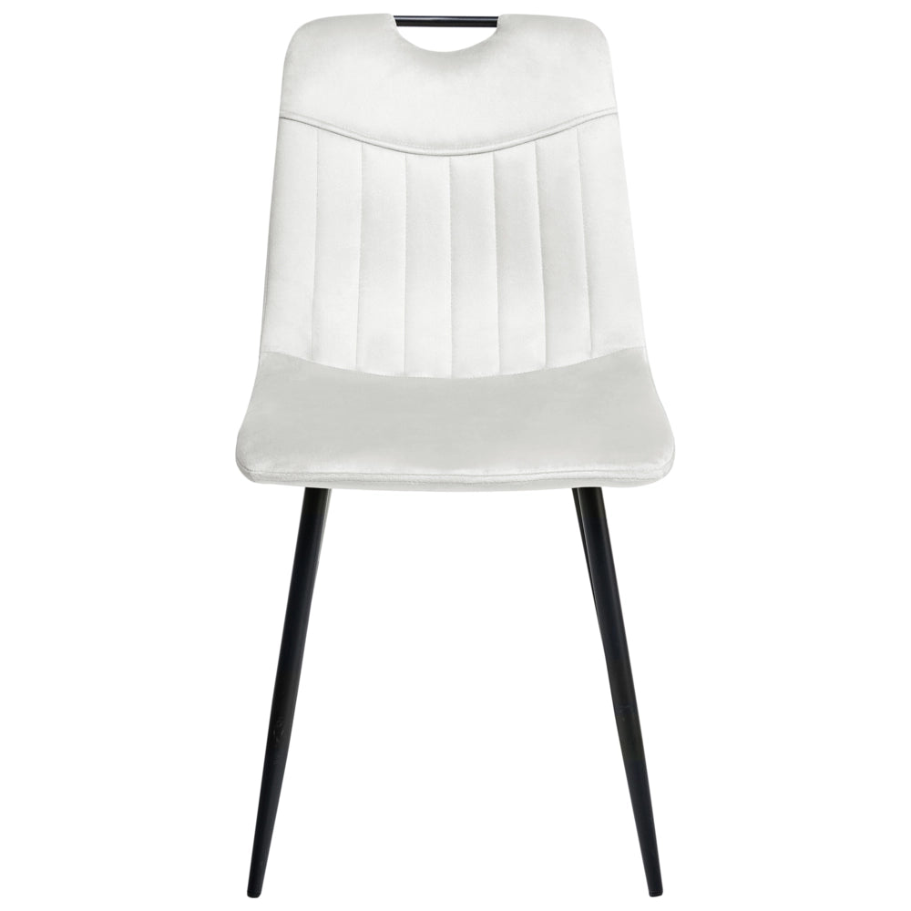 Set di 4 sedie da pranzo in velluto con gambe nere in ferro verniciato a polvere bianco sporco stile moderno