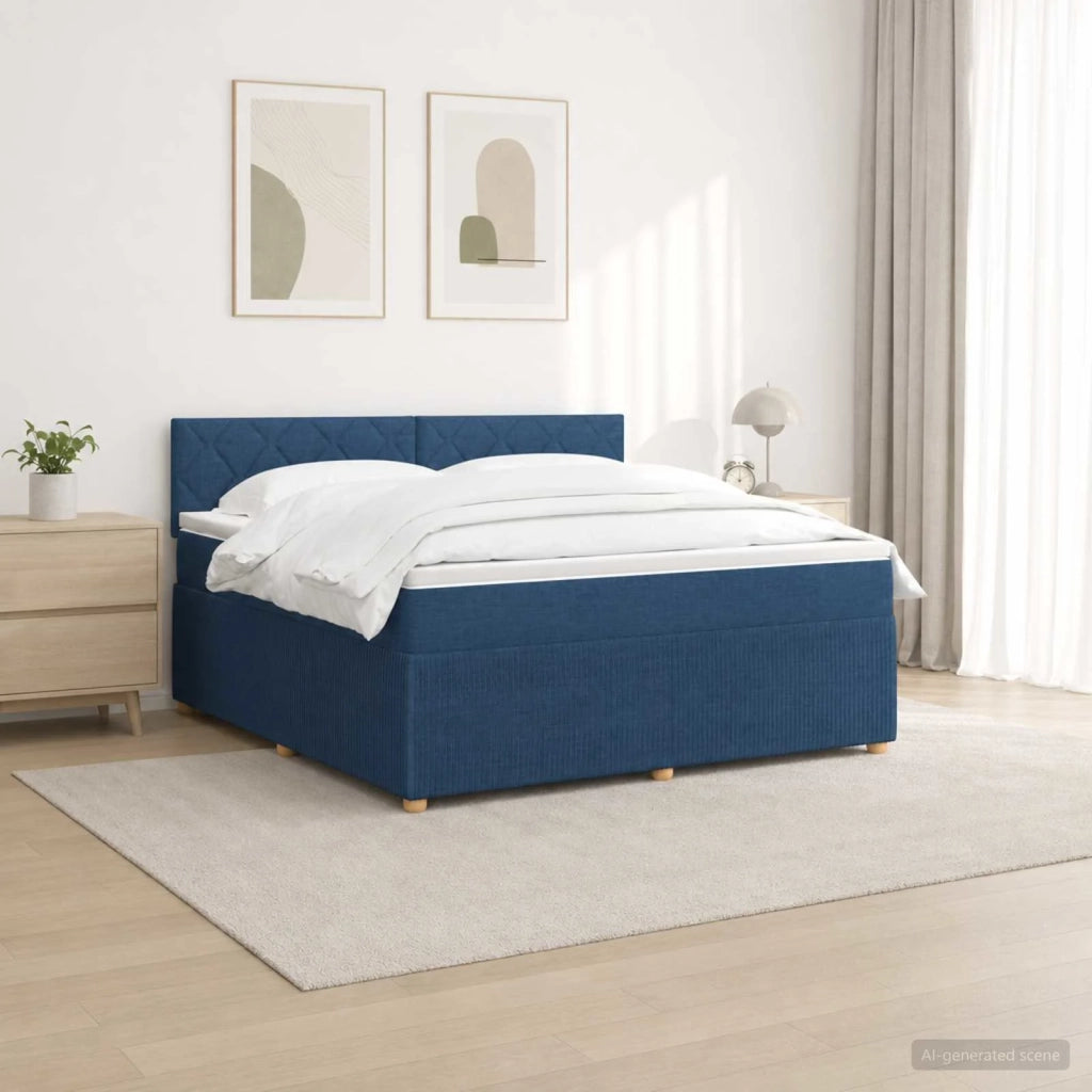 Letto box spring con materasso Blu 180 x 200 cm Tessuto 3453001