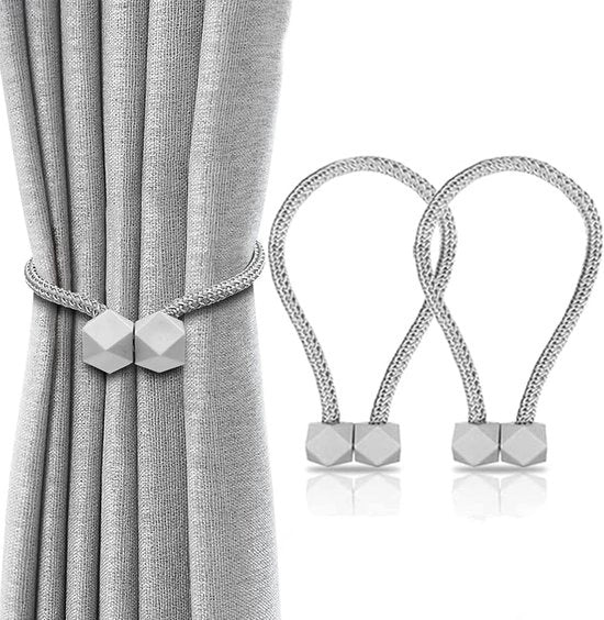 Gordini a molla, fermori per tende, sostegni per tende, fermori magnetici per tende, sostegni per tende, fermori, confezione da 2, fermori per tende da 40 cm (grigio)