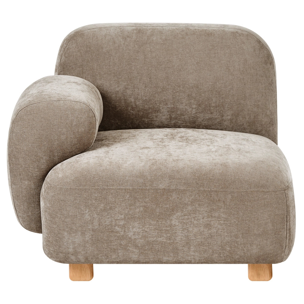 Modulo divano angolare lato destro a 1 posto con tessuto idrorepellente gambe in legno beige stile moderno a un posto