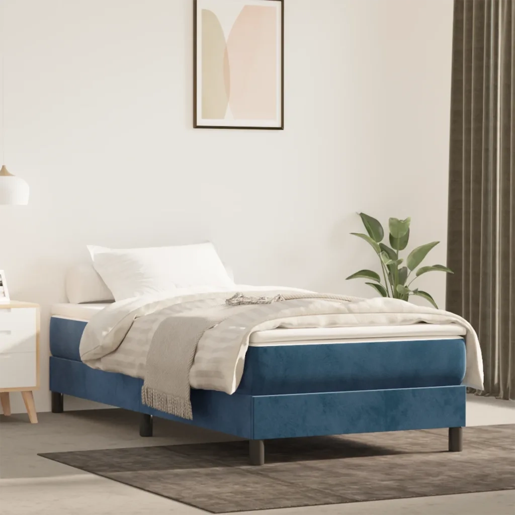 Materasso a Molle-Materasso per letto Blu Scuro 120x190x20 cm in Velluto