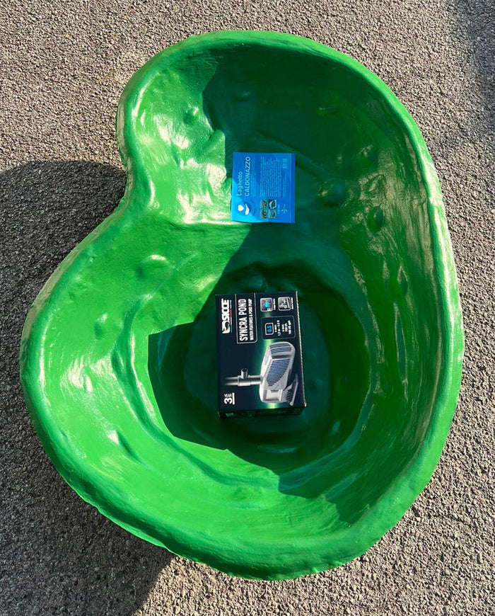 Kit Laghetto Artificiale + Pompa Filtro da Giardino 110x78x28 cm in Polietilene 90 Litri Verde