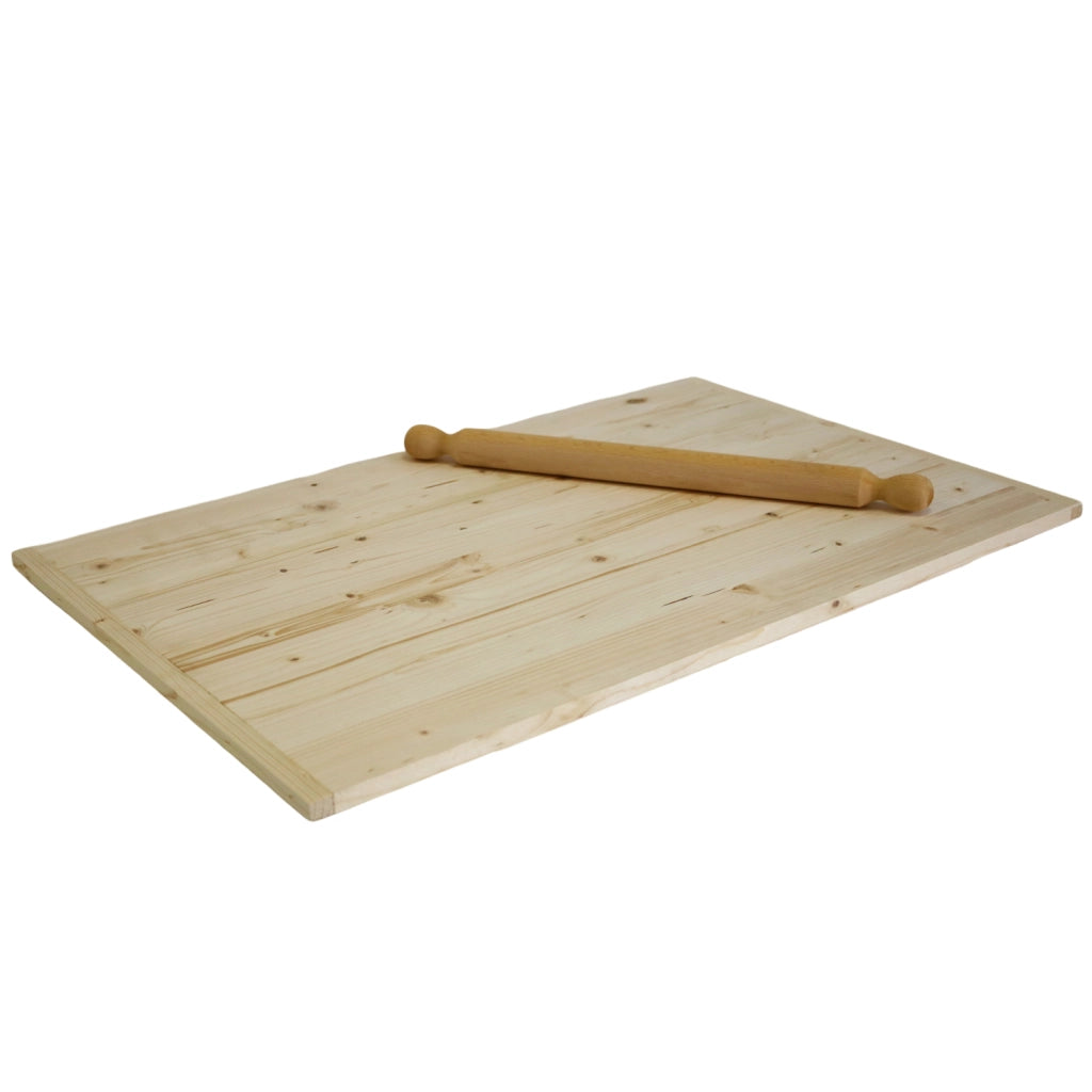 Spianatoia in Legno di Betulla Naturale Asse per Pasta Impastare e Stendere, Taglier SPIANATOIA CON MATTARELLO  57X38 cm
