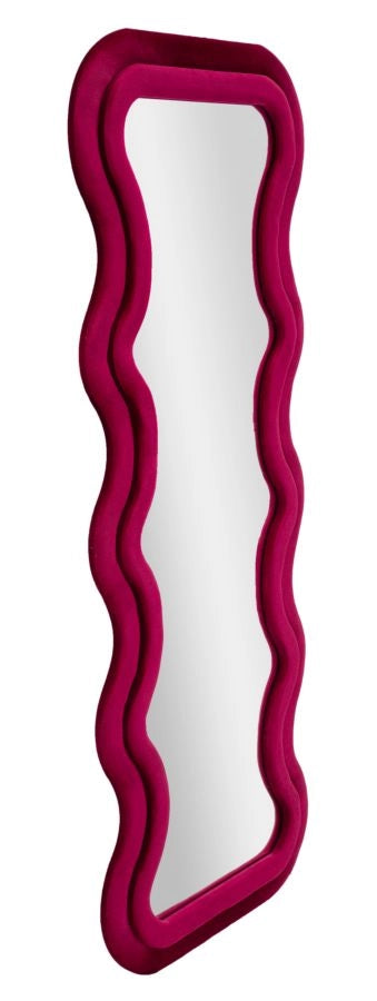 Specchio Da Muro Emily Velluto Fuxia 60X6X160 Elegante
