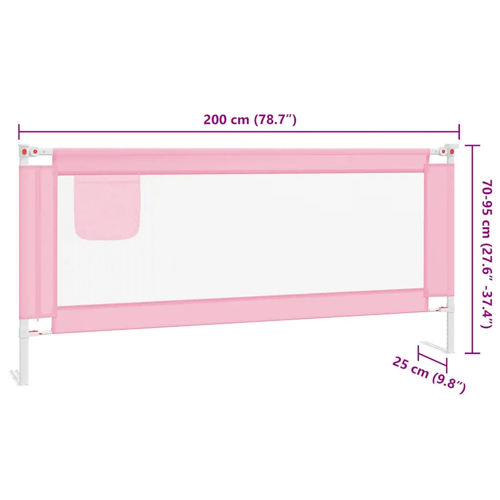 Sponda Letto di Sicurezza per Bambini Rosa 200x25 cm Tessuto 10206