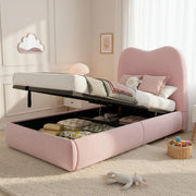 OKWISH Letto contenitore 90×200 cm, Letto Singolo con Contenitore, Testiera Imbottita e Rete a Doghe, senza Materasso, Velluto, Rosa