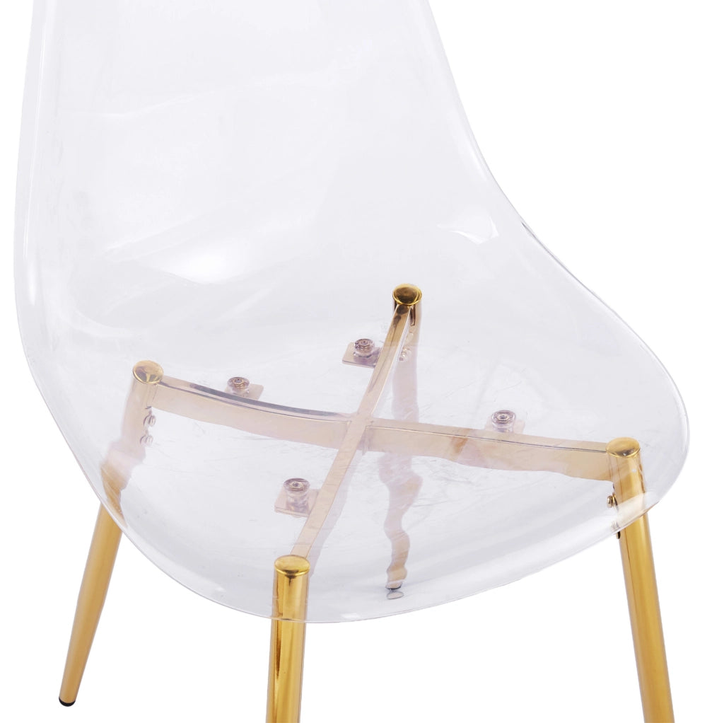 Sedia trasparente in ABS con gambe in metallo color oro