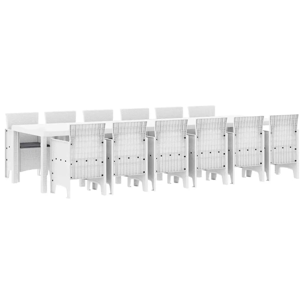 Set da Pranzo per Giardino 13 pcs Bianco Rattan Polt 3378785